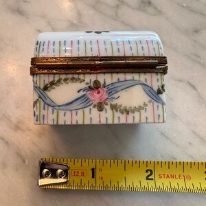 Limoges Floral Trinket Box with Gold Accents